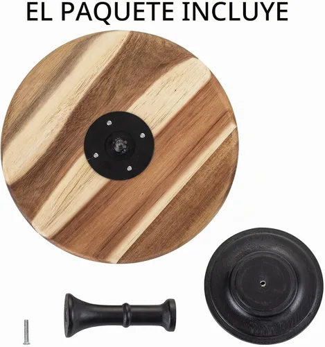 Vista 8 de NUPTIO Soporte de madera para tartas, pequeño soporte redondo para postres