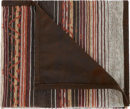 Vista 6 de Paseo Road Estes - Manta Western, 50 x 60 pulgadas, manta rústica a rayas, detalles de piel sintética, manta jacquard de felpilla para sofá, cama