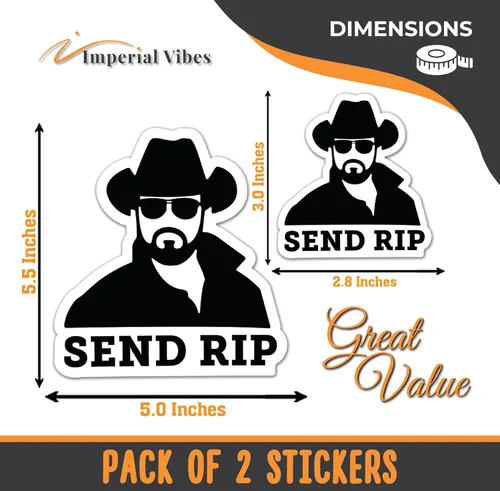 Vista 2 de IMPERIAL VIBES – Send RIP Sticker – Adhesivo de vinilo para coche, camión y furgoneta – Uso en interiores y exteriores para portátil – Calcomanía
