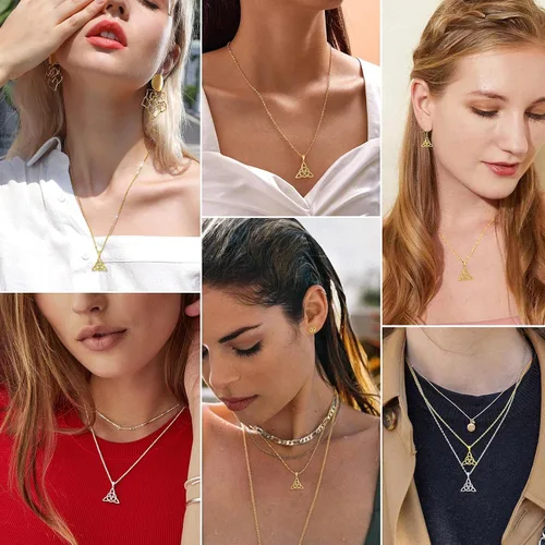 Vista 2 de PROSILVER - Collar celta para mujer, regalo irlandés, plata de ley 925 con nudo de amor, collar de buena suerte, 45,7 a 20.0in, ajustable, viene