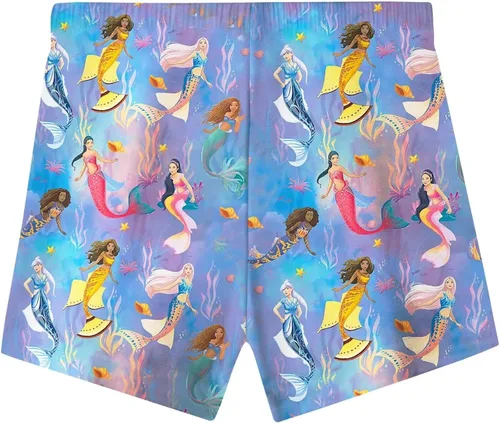 Vista 3 de QASALOP Conjunto de camisa y pantalones cortos de sirena para niñas pequeñas 2023 Encuentra tu voz camiseta traje de animación para niños personaje