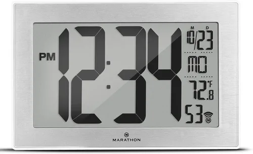 Vista 11 de Marathon CL030068 - Reloj de pared panorámico con soporte de mesa Acero inoxidable cepillado