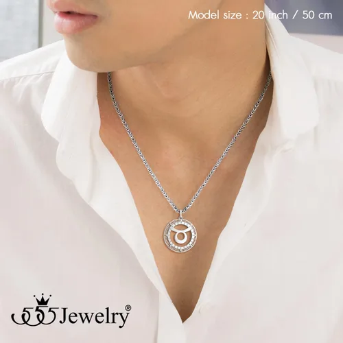 Vista 3 de 555Jewelry Collar con colgante de horóscopo, signo del zodiaco de acero inoxidable para hombres y mujeres