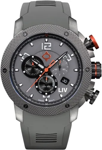 Vista 7 de LIV GX1 - Reloj clásico resistente con cronógrafo suizo de 1.77 pulgadas, 316L SS, 3D multicapa con fecha rápida, resistente a los arañazos Caja IP