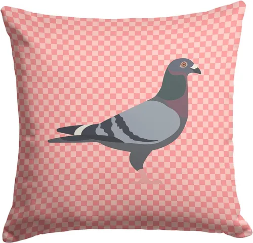Vista 510 de Caroline's Treasures BB8163PW1414 Beltsville - Almohada decorativa de tela a cuadros pequeños, color blanco, pavo y gallina azul, lavable a máquina