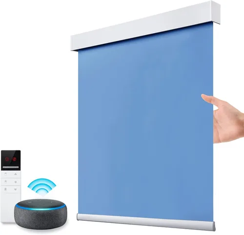 Vista 27 de ZSTARR Persianas opacas motorizadas con control remoto inteligente, persianas enrollables recargables inalámbricas para ventanas, oficina, hogar