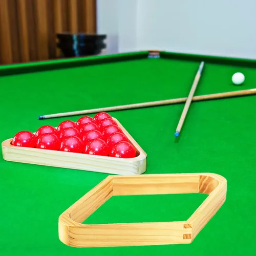 Vista 5 de TOPZEA Paquete de 2 estantes de madera para bolas de billar, juego de estantes triangulares de madera maciza de 8 bolas de diamantes de 9 bolas