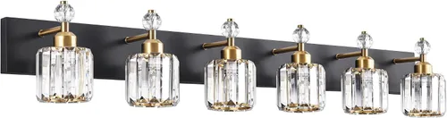 Vista 8 de PRESDE Aplique de pared de cristal único, lámpara de tocador cromada moderna, lámpara de pared de 1 luz para baño, dormitorio, pasillo