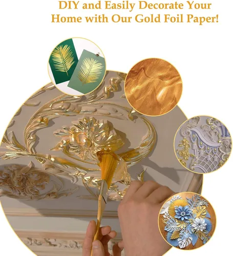 Vista 9 de 10 Gold Leaf Sheets, Premium Gold Flakes for Decorating Cakes Dessert