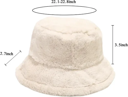 Vista 4 de Sombrero de cubo esponjoso de invierno mullido de piel peluda sombreros de pescador de piel sintética de felpa sombrero cálido para mujer