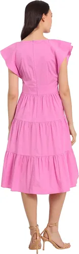 Vista 3 de London Times Vestido de verano fácil de vacaciones de verano para mujer con cuello en V