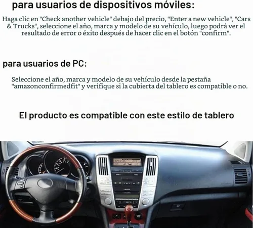 Vista 2 de Alfombrilla para tablero para Lexus RX330 RX350 RX400h (beige) F82 Protector de alfombra de ajuste personalizado RX330/2007-2009 RX350/2006-2008