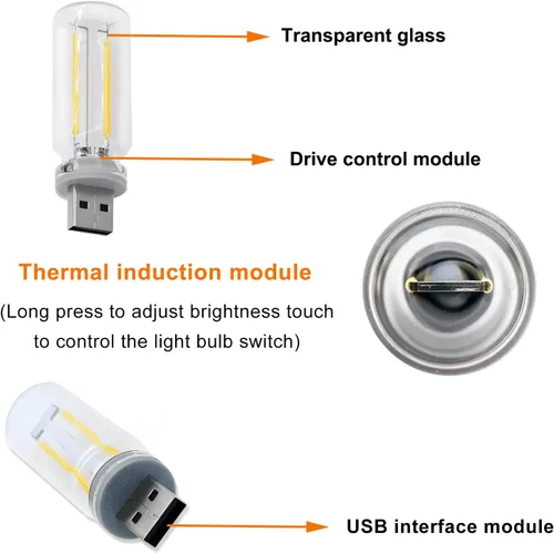 Vista 3 de Luz LED USB para el interior del automóvil, interfaz USB enchufable, luz ambiental retro, luces nocturnas de carga, lámpara de decoración