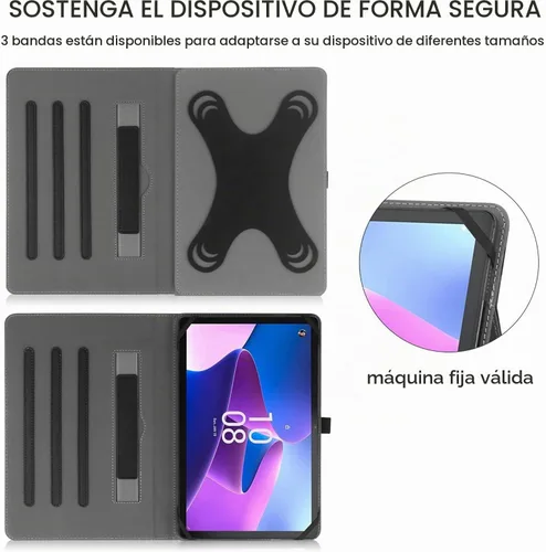 Vista 3 de HGWALP Funda universal para tablet de 9, 9.7, 10.1, 10.2, 10.5, 10.9 y 11 pulgadas, funda para tablet con múltiples ángeles de visión con correa