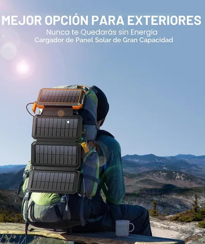 Vista 7 de BLAVOR Cargador solar, PD 18 W, carga rápida, 20000 mAh, con 4 paneles plegables, cargador USB C portátil con linterna de campamento, mosquetón