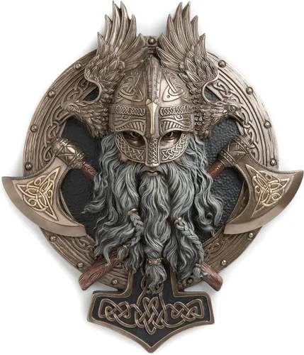 Vista 7 de Veronese Design 10 5/8" escultura de Valhalla de la placa de pared vikinga resina bronceada fundida en frío