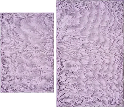Vista 23 de Juegos de alfombras de baño de 2 piezas, alfombra de baño de felpilla extra suave ultra absorbente, alfombra de baño con base antideslizante de PVC