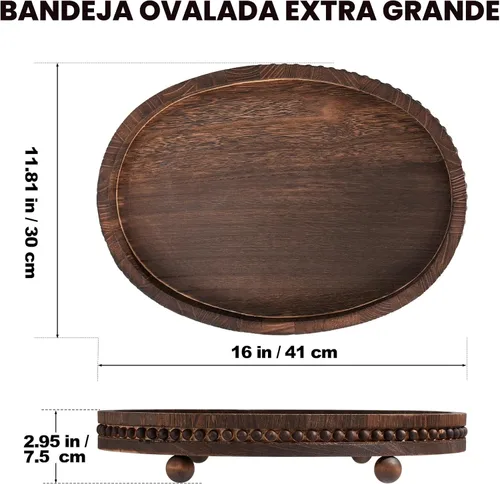 Vista 2 de HouseJoy - Bandeja decorativa para mesa auxiliar, bandeja decorativa