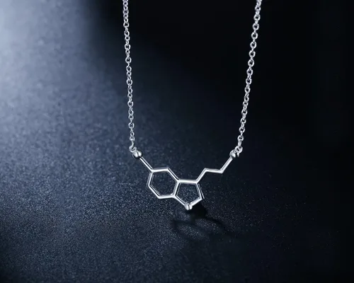 Vista 3 de Rosa Vila Happiness Serotonin Molecule Necklace For Women, Happy Serotonin Necklace, Science Jewelry For Women, Ideal Necklaces For Teacher