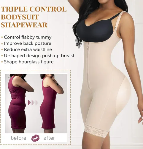 Vista 2 de FeelinGirl Fajas moldeadoras para mujer con control de abdomen faja colombiana para mujer con cremallera busto abierto entrenamiento de cintura