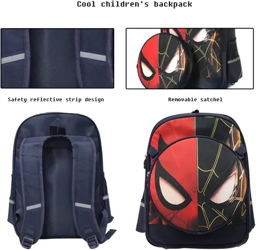 Vista 4 de FENGJINRUHUA Lindo juego de roles de dibujos animados escuela primaria mochila para niños cómics niños niñas (A-azul marino), A-Azul marino, Mochila