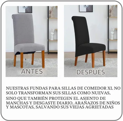 Vista 3 de Deisy Dee Fundas protectoras para sillas de comedor extragrandes de elastano suave y extra grande para cocina, comedor, extraíbles y lavables Negro