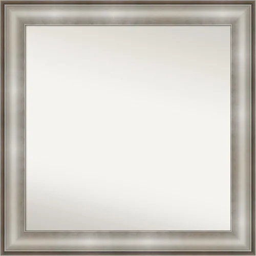Vista 493 de Amanti Art Espejo de baño plateado para sobre el fregadero, 28 x 37 pulgadas, elegante espejo rectangular de peltre cepillado, marco de madera