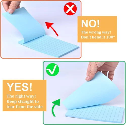 Vista 5 de Paquete de 12 notas adhesivas forradas de 4 x 6 pulgadas en colores brillantes, bloc de notas autoadhesivas con líneas, bloc de notas adhesivas