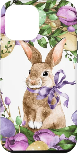 Vista 26 de Floral Easter Bunny Wreath Decor for Women Cute Easter Day Case for iPhone 17