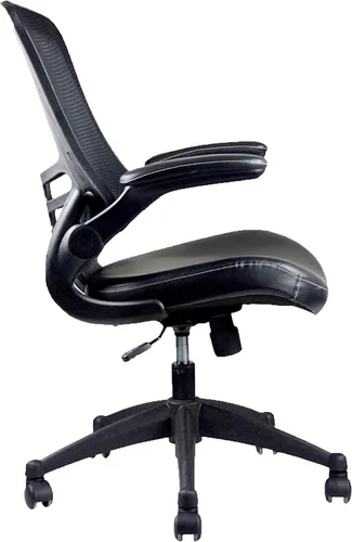 Vista 6 de Elegante silla de oficina de malla con respaldo medio con brazos ajustables. Color: negro Mid-back desk chair, breathable mesh back, PU leather