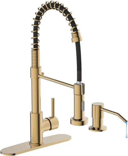 Vista 21 de Llave de cocina negra con luz LED, llave de cocina con dispensador de jabón, llave para fregadero de cocina, llave de cocina de acero inoxidable