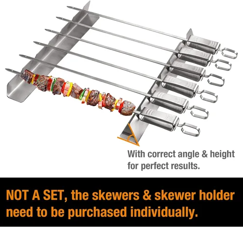Vista 5 de Kabob - Juego de 2 brochetas de acero inoxidable Estante de metal para brochetas 2 piezas