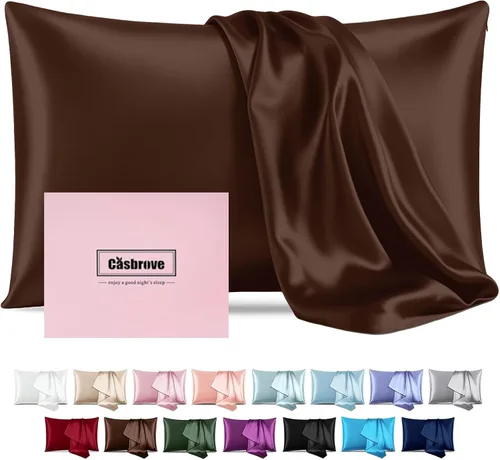 Vista 9 de Fundas de almohada de seda con cremallera, funda de almohada de morera, azul bebé, estándar, 1 unidad 20x26 Silk Pillowcase for Hair and