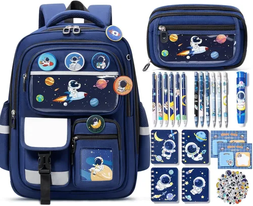 Vista 8 de Fimibuke Mochila escolar para niños y niñas, bonita mochila para niños pequeños, suministros escolares con bolsa para libros, estuche para lápices