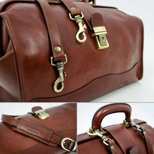 Vista 4 de Time Resistance Bolso médico de cuero - Bolso médico italiano hecho a mano - Bolso estilo vintage - Maletín de cuero real