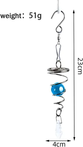 Vista 3 de Ochine Gazing Ball Spiral Tail Estabilizador giratorio de viento, bola de observación en espiral, bola de cristal giratoria colgante para decoración