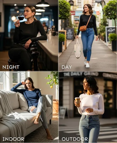 Vista 5 de Sexy Basics Camiseta atlética elástica de algodón para mujer Camisetas de manga larga Varios paquetes