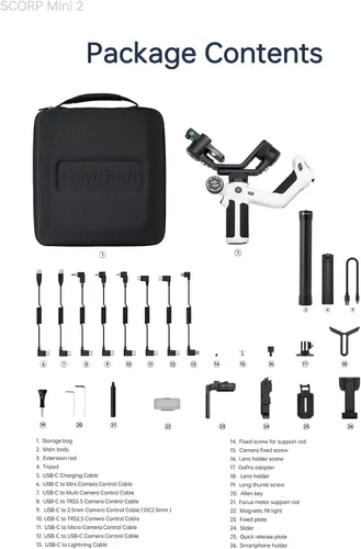 Vista 6 de FeiyuTech Kit oficial SCORP Mini 2 cardán, estabilizador de cámara de 3 ejes con luz de llenado AI Tracker, 1,3 pulgadas Touch Sreen, para cámara
