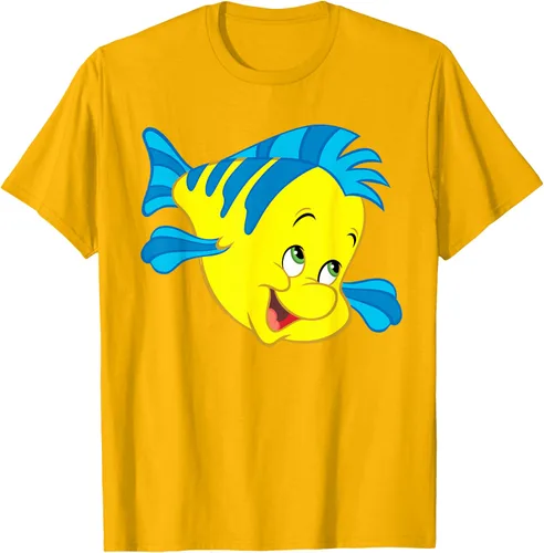 Vista 93 de Disney Camiseta de disfraz de cara grande de la Sirenita Flounder Sidekick