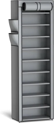 Vista 9 de Kitsure Zapatero – Estante organizador de zapatos de gran capacidad de 10 niveles con cubierta antipolvo y bolsillos laterales, zapatero de metal a