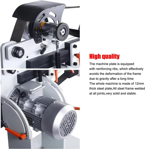 Vista 8 de 2HP Lijadora de banda de velocidad variable multifunción de 71-83 x 2 pulgadas con convertidor de frecuencia resistente, 3 muelas abrasivas