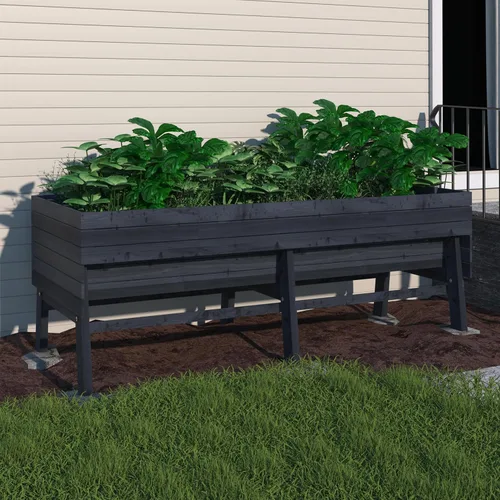 Vista 2 de MUPATER - Cama de jardín elevada de cedro de 6 x 3 x 2 pies para exteriores, cama de jardín elevada con patas, maceta elevada grande de 837 libras