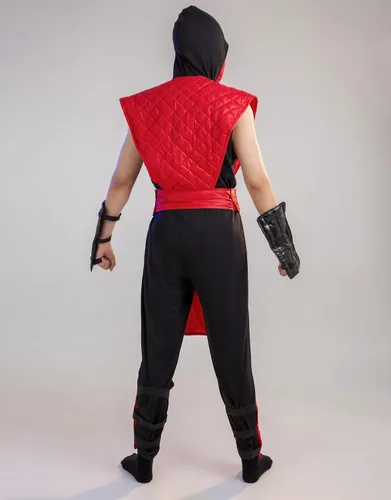 Vista 3 de Miccostumes Disfraz de cosplay Ninja Red Fighter para hombre Halloween