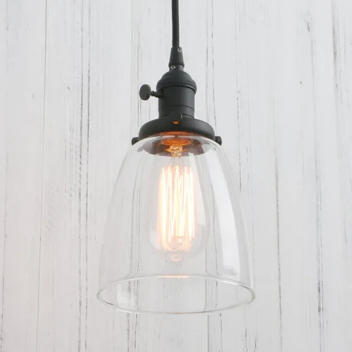 Vista 16 de PERMO Moderno accesorio de iluminación colgante con globo de vidrio transparente redondo de 5.9 pulgadas, pantalla soplada a mano, lámpara
