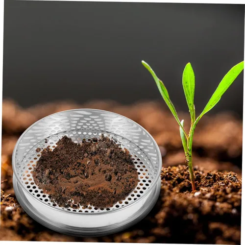 Vista 2 de Toddmomy Tamiz de malla fina de acero inoxidable rotativo tamiz de suelo para jardín, tamiz de suelo redondo para el hogar, cocina, tamiz multiusos