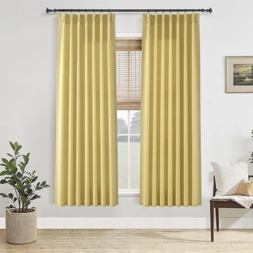 Vista 70 de Jowels Cortinas de lino plisadas naturales con memoria de 96 pulgadas