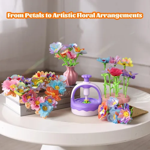 Vista 4 de Kit de manualidades de ramo de flores de tela, juguete de artes y manualidades DIY para niños, juego de actividades creativas para hacer flores