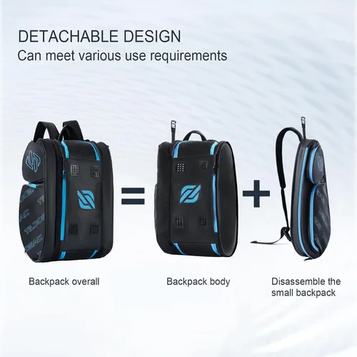 Vista 3 de TILDOSAC Bolsa desmontable 2 en 1 para pickleball y pádel para hombres y mujeres Compartimento para raquetas aislado con lámina térmica Para