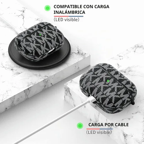 Vista 4 de Funda protectora para AirPods Pro 2019, carcasa rígida a prueba de golpes con llavero compatible con funda de carga AirPods Pro Negro