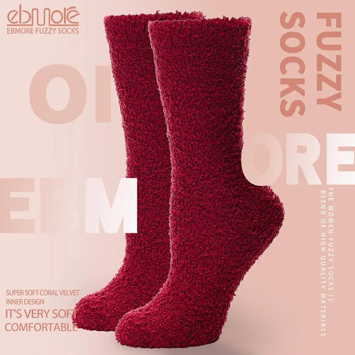 Vista 6 de EBMORE Womens Fuzzy Socks Slipper Fluffy Cozy Comfy Cabin Plush Warm Winter Sleep Home Soft Socks